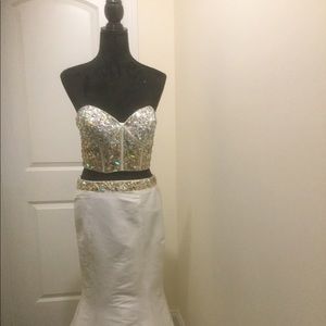Strapless Beaded  White Mermaid Gown